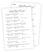Quiz-printable till bröllopsfirandet! 10 frågor på bröllopstema med tre svarsalternativ var. Enkel att skriva ut och leka tillsammans med alla gästerna på bröllopet.