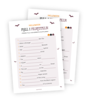 Printable för halloweenleken "Fyll i skräckfilmen". Deltagarna ska gissa vilka ord som saknas i de 15 skräckfilmtitlarna. Man får ett poäng per rätt svar.