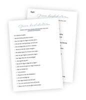 Printable för bröllopsleken Gissa kärlekslåten. På printablen står 19 stycken beskrivningar av kärlekslåtar. Deltagarna ska försöka gissa vilka kärlekslåtar det handlar om och skriva ned deras låttitlar bredvid rätt beskrivning.