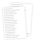 Printable till nyårsleken Pandoras ask. Printablen består av 35 frågor uppdelade på två A4-ark som bara är att skriva ut.