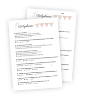 Printable för en Babyshower Quiz. Väldigt uppskattat på babyshowern! 10 frågor på bebis- och gravid-tema. Facit ingår vilket gör det superlätt att rätta!