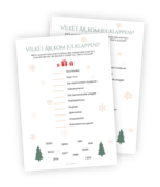 Printable till leken Vilket år kom julklappen? Årets julklapp utses varje år, men vilket år blev vilken julklapp utsedd? Här ska deltagarna knyta 10 Årets julklappar till deras år.